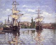 Claude Monet Ships Riding on the Seine at Rouen Spain oil painting artist